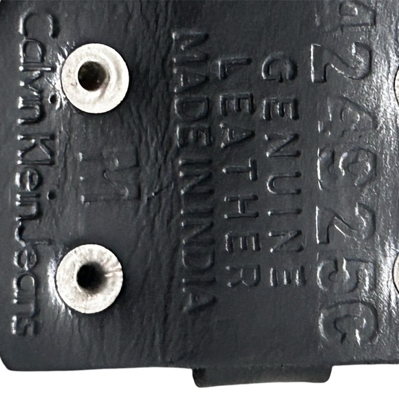 Calvin Klein Jeans Black and Silver Leather Belt - Picture 8 of 9
